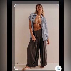 NWT Free People Kira Pants Wide-Leg Charcoal Pants